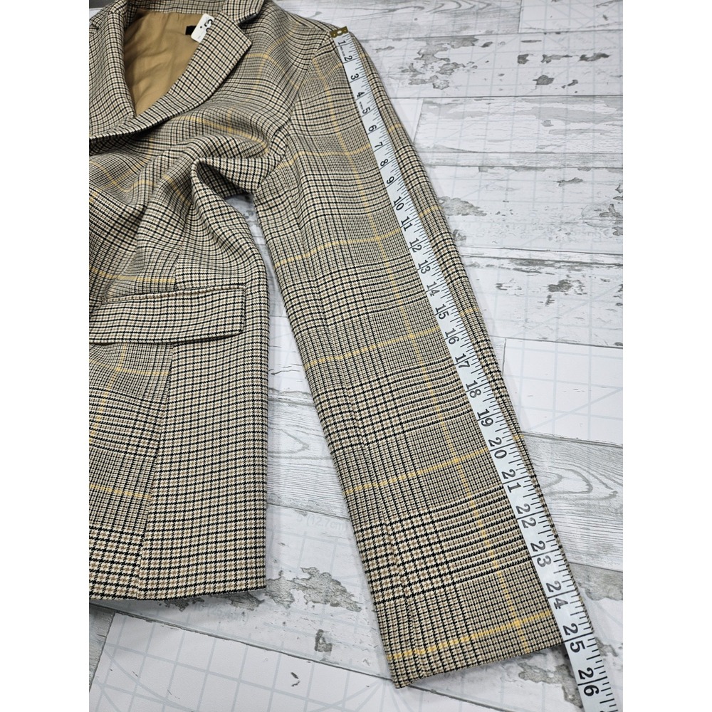 Ann Taylor Women 12 Glen Plaid Blazer Neutral Tones Beige Academia - Picture 6 of 11